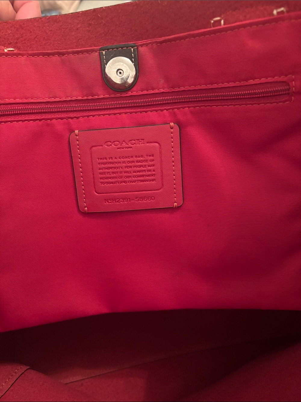 Coach Black Leather Tote with Red Interior Trim - Picture 3 of 4